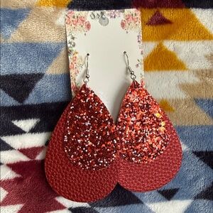 Sparkling Red Teardrop Earrings